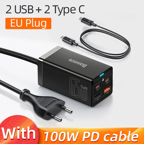 PD 65W GaN Charger Quick Charge 4.0 3.0 USB Type C Charger for iPhone 13 Pro Max Xiaomi Fast Charging For Macbook Laptop