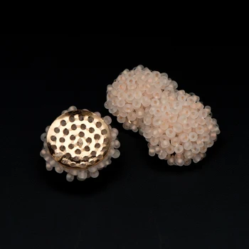 

4pcs Seed Glass Beads Cluster 19x9mm, Handmade Beaded Flower Cabochon,Matte Beads Peach Inside, For Jewelry DIY (FB-054-5)