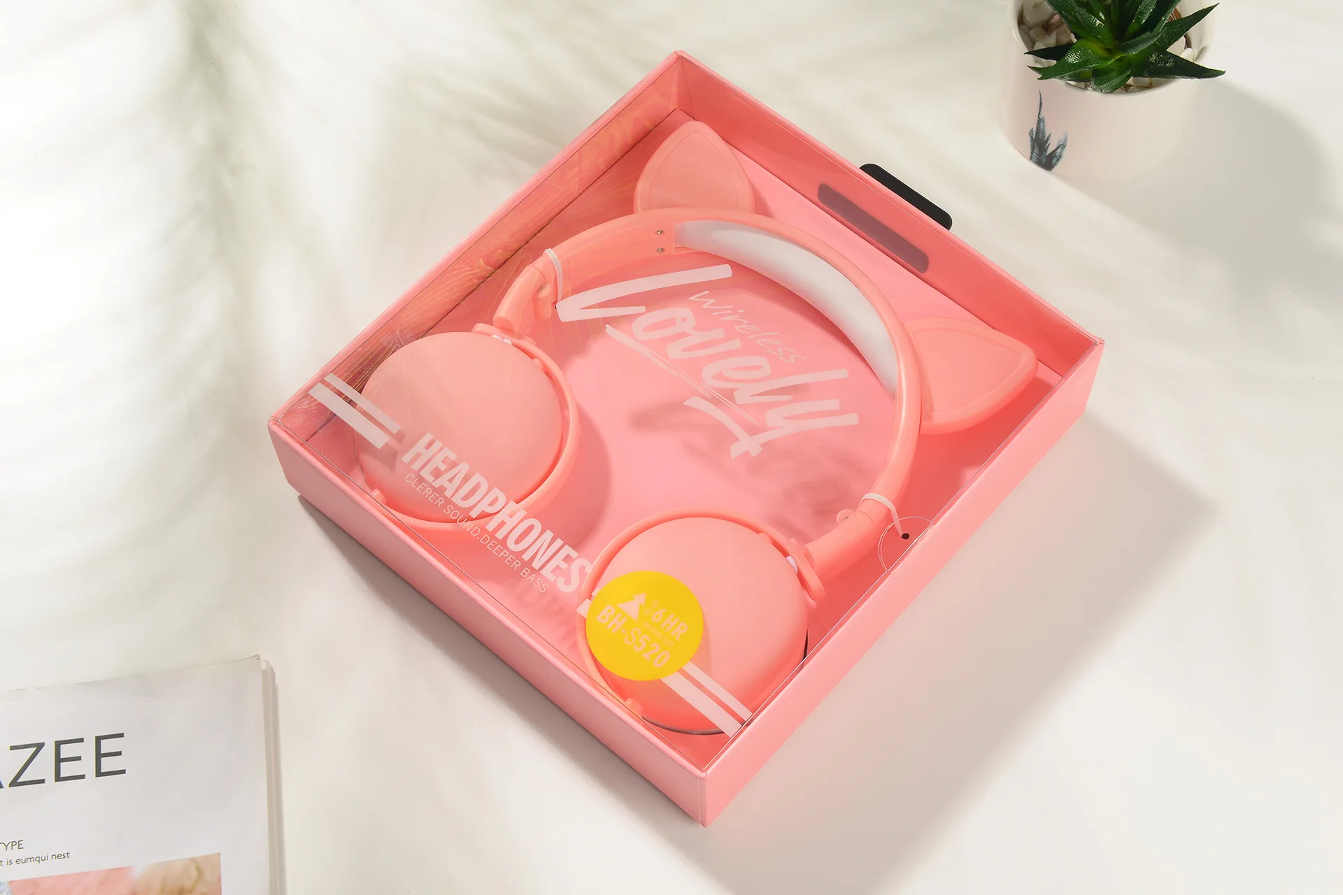 Cat Ear Bluetooth Headphones Kids Gift Foldable Portable Headsets Cute Sports Wireless Bass Headband Girl Pink Headphone