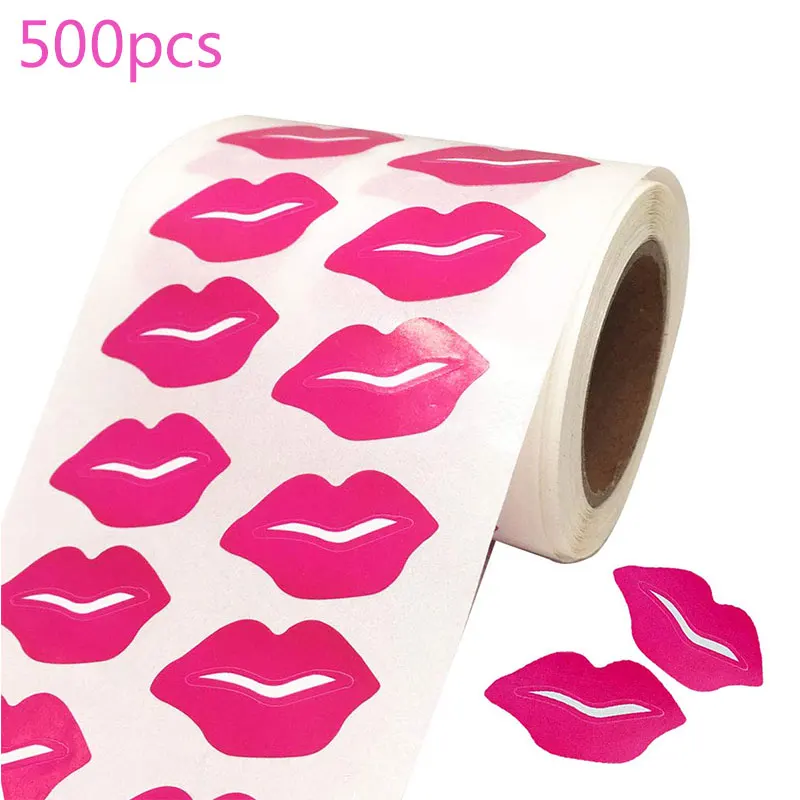 Pegatinas de labios, adhesivos autoadhesivos perforados para decoración artesanal, elaboración, Total de 500 piezas por rollo
