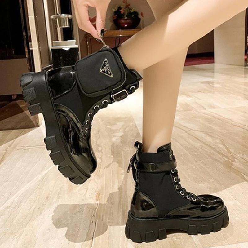 Botas de de alta calidad para mujer, botines básicos para motocicleta, zapatos negros Punk Rock, botas de moda para mujer|Botas hasta rodilla| - AliExpress