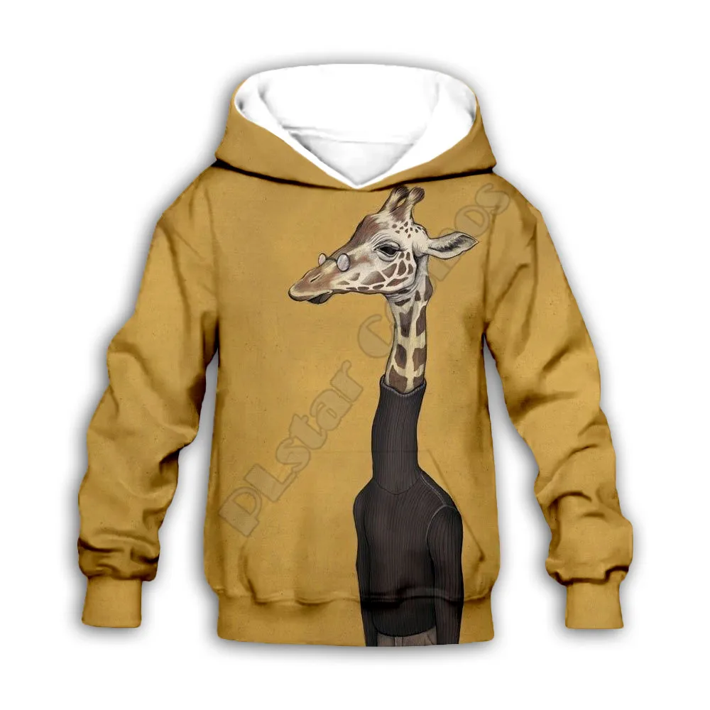 

Giraffe 3d printed Hoodies family suit tshirt zipper Pullover Kids Suit Funny Sweatshirt Tracksuit/Pant Shorts 06