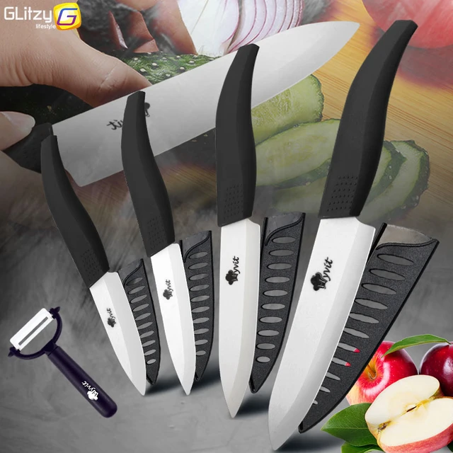 White Blade Sharp Ceramic Kitchen Knife Set Chef Knife 4 + Fruit