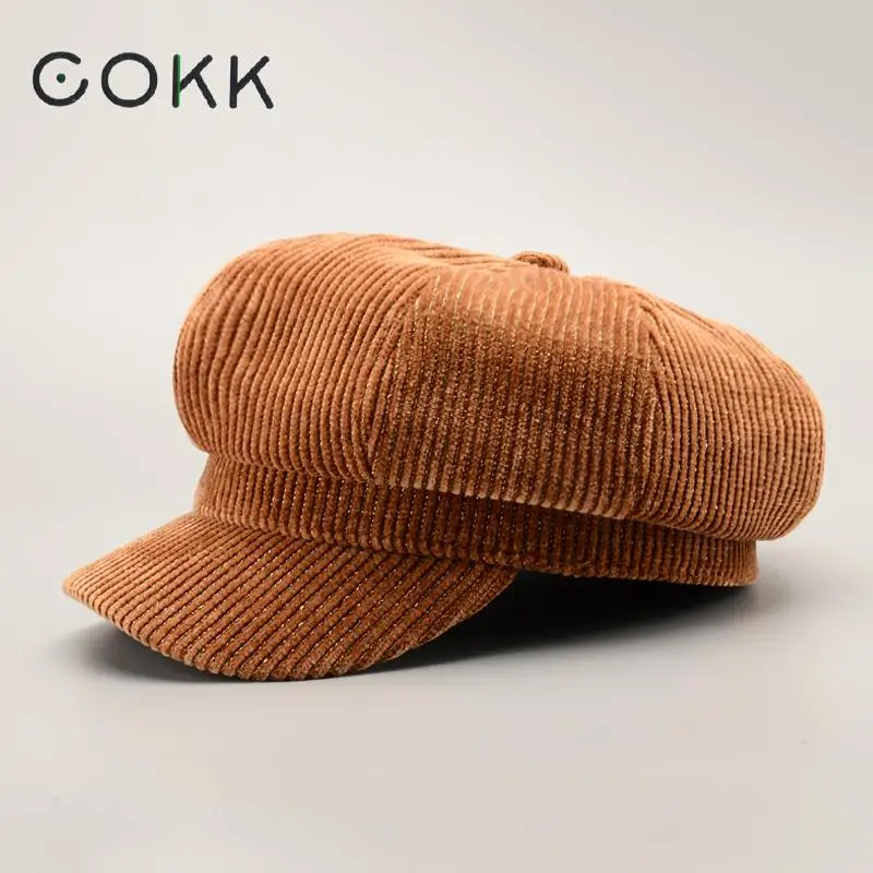 COKK газетная Кепка шерстяная Женская Мужская восьмиугольная кепка шерстяная Мужская яркая шелковая полосатая британская стильная брендовая винтажная плоская кепка берет женский