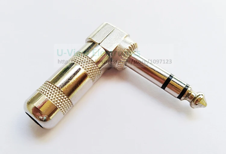NCHTEK Right Angled 90 Degree 1/4'' 6.35mm Stereo Metal Plug Microphone Audio Adapter Connector/Free Shipping/2PCS