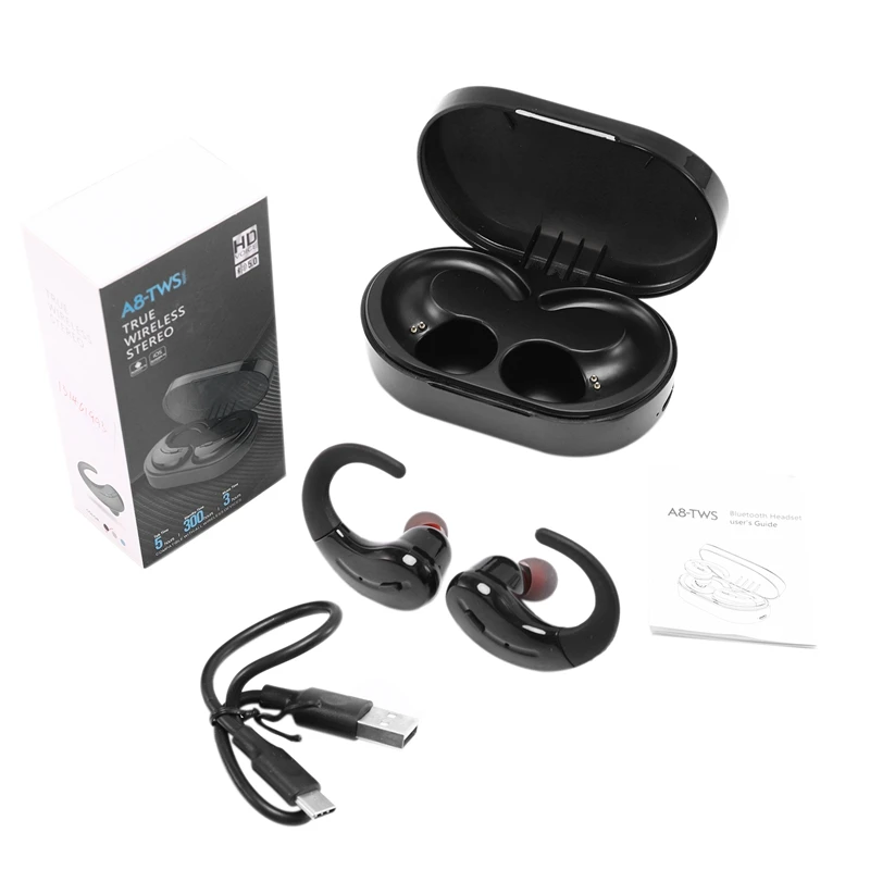 OPQ-A8 TWS Bluetooth беспроводные наушники 5,0 с сенсорным управлением Водонепроницаемые стерео музыкальные наушники 400 мАч Внешний аккумулятор для смартфона