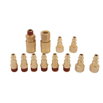 

12PCS 1/4-Inch NPT Pneumatic Tool Pneumatic Quick Connector Internal/External Thread Quick Male/Female Connector Set