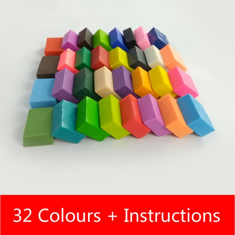 Большие размеры 32 цвета полимерной глины набор для выпечки духовка DIY моделирование для придания формы детские развивающие игрушки, игрушки для детей
