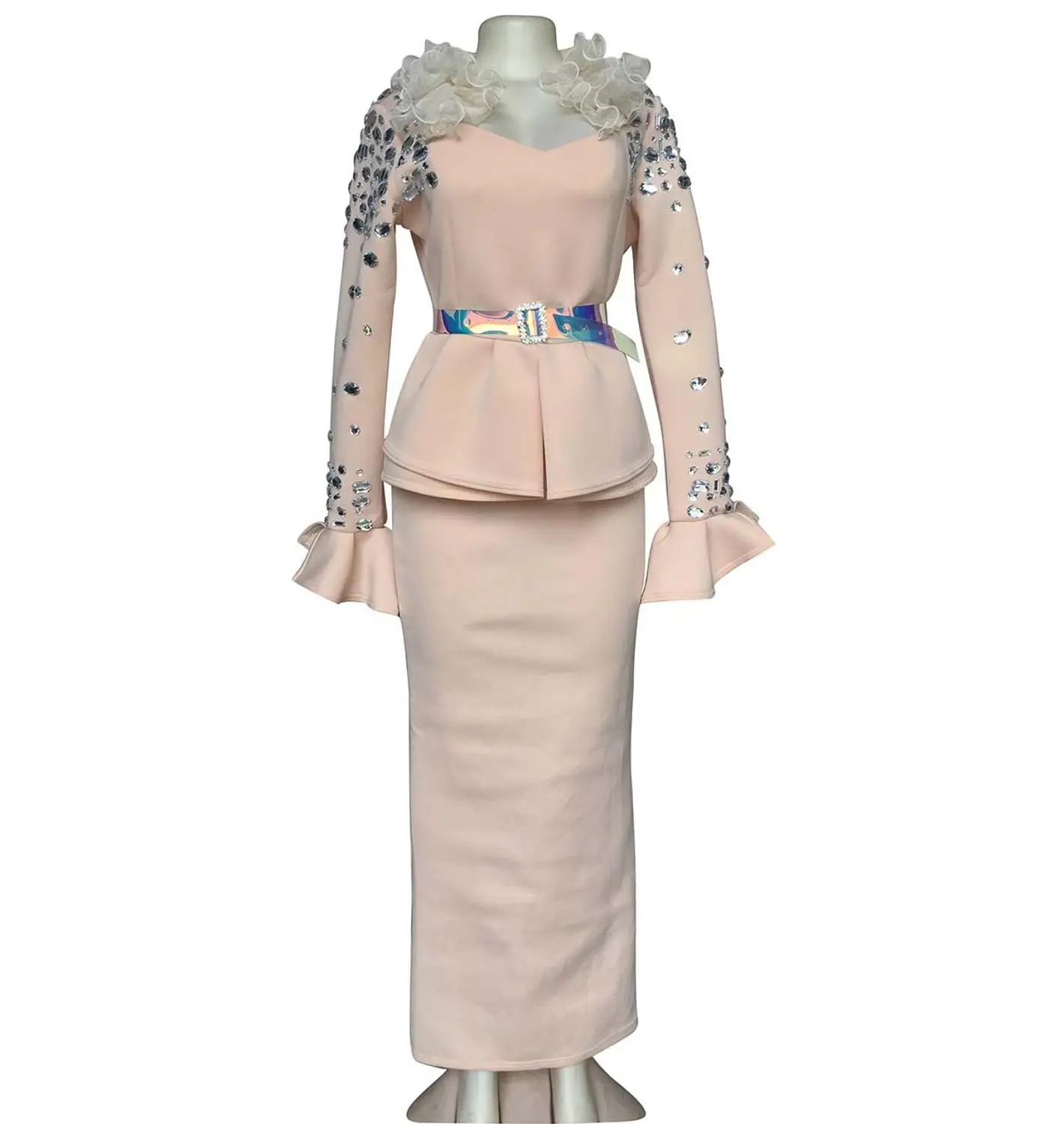 Женское длинное платье макси расшитое блестками в африканском стиле с