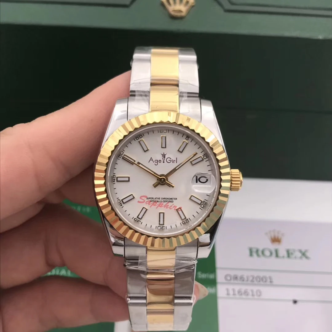 

Luxury Brand Stainless Steel Sapphire Watch Women Lady Automatic Mechanical Silver Yellow Gold Black Luminous Datejust 31mm AAA+