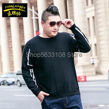 

super Brand Men's Wear Plus Fat Plus Size Popular Sweater Autumn Round Neck Pullover Long Sleeve Knitting Shirt Fat Man