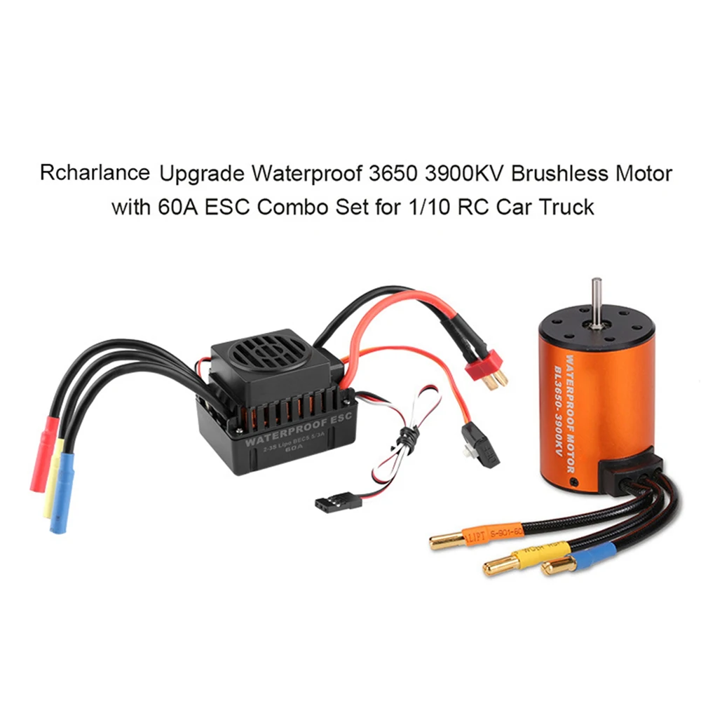 Waterproof 3650 3900KV Motor with 60A Brushless ESC For 1:10 TRX4 Defender G500 SCX10 D90 RedCat GEN8 Scout RC Crawler Parts | Игрушки и