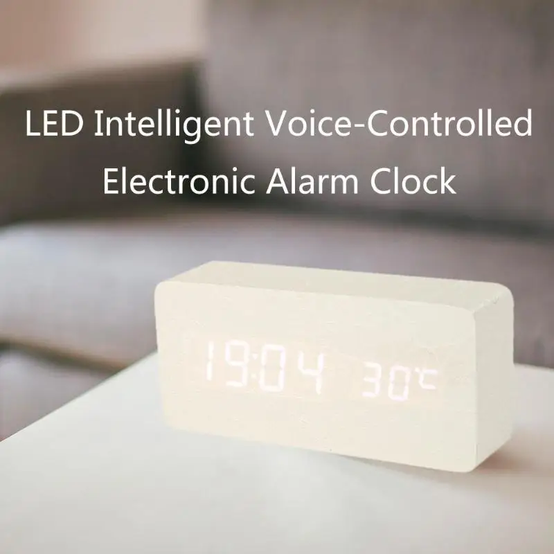 Digital Intelligent Voice Control Table Clock Exquisite Modeling Attractive and Durable Snooze Electronic Desktop Clock