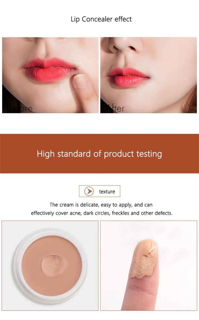 Concealer Foundation Cream Waterproof Long Lasting Deep Complexion Dark Circles Acne Marks Cover Spots Moisturize Face Makeup