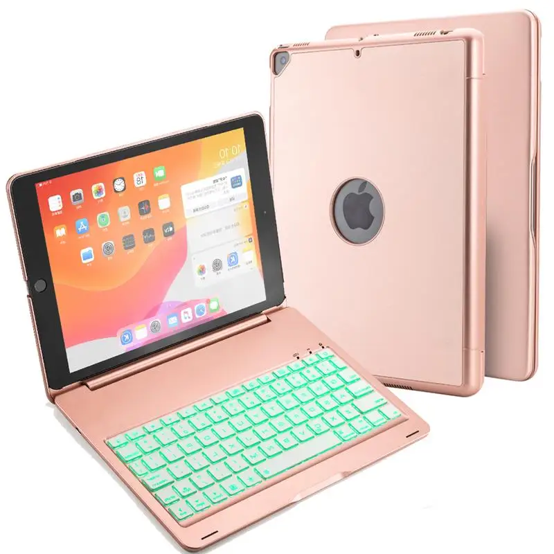 

For iPad 10.2 2019 Case with English Keyboard Pen Holder Metal 7 Colors Backlit Bluetooth Tablet Keyboard for iPad 7th Gen 201