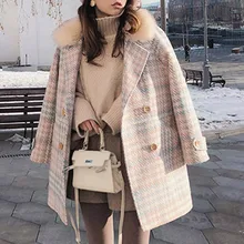 Women fashion Winter Clothing Fashion Women's Elegant Double Breasted Wool Overcoat Blends female elegant warm outerwear