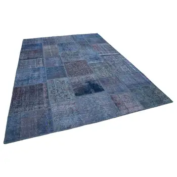 

251x354 Cm Blue Handmade Patchwork Rug-8x12 Ft