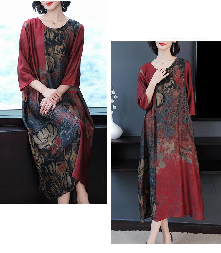Women summer Dress High Quality Casual Vintage Long Dresses Femme Elegant O-Neck Loose Party Robe Dress Plus size 6XL