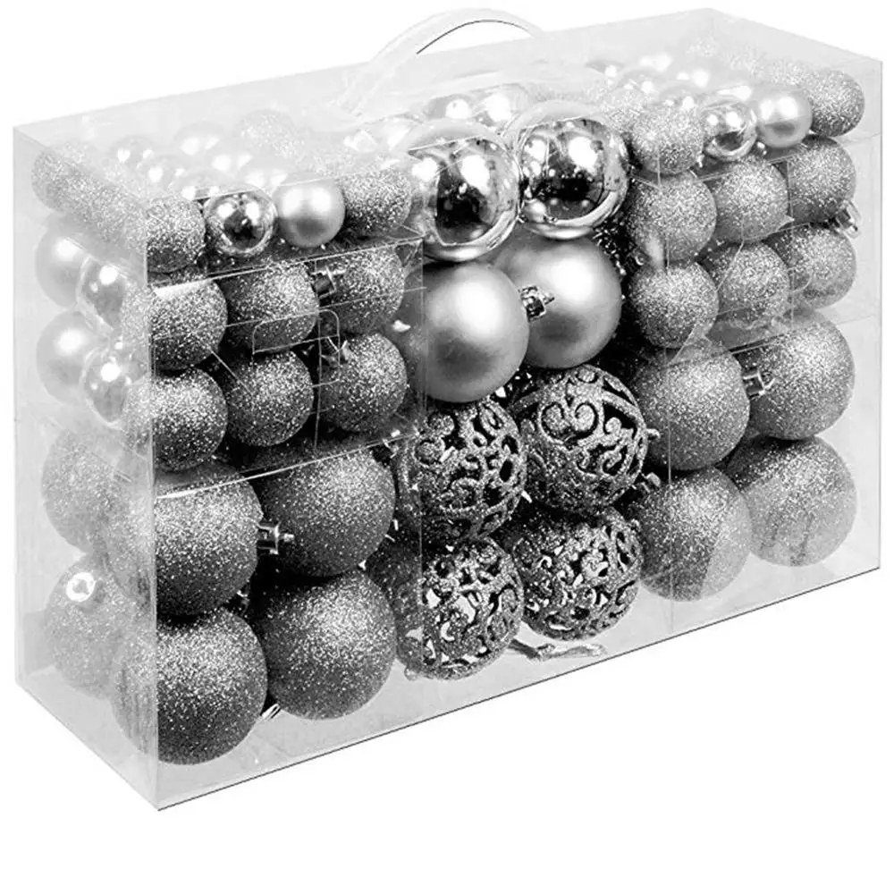 

100PCS Christmas Decorations For Home Silver Ball Bauble Xmas Tree Hanging Ornaments Navidad 2019 Decoraciones Para el hogar #