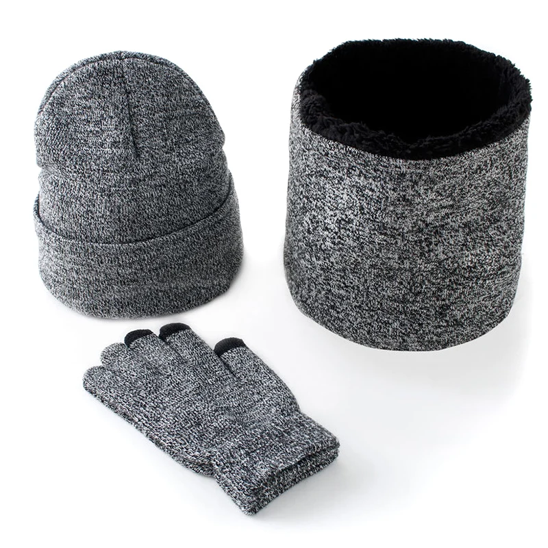 hemp grey 3 шт./компл. мужские вязаные шапки перчатки шарф и рождественских праздников зимняя теплая шапка полное покрытие перчатки нуз магазин - Цвет: hemp grey