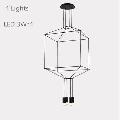 Modern Line Art Pendant Lights Led String Lamp DIY Geometric Hanging Lamp for Living Room Home Decor Lighting Fixture Luminaire - Цвет корпуса: 4 heads D45xH300cm