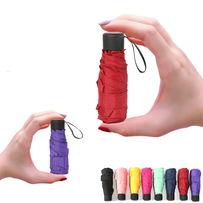Mini Pocket Umbrella Folding UV Small Umbrellas Rain Candy Color Waterproof Sun Convenient Women Travel Parapluie Girls Gift