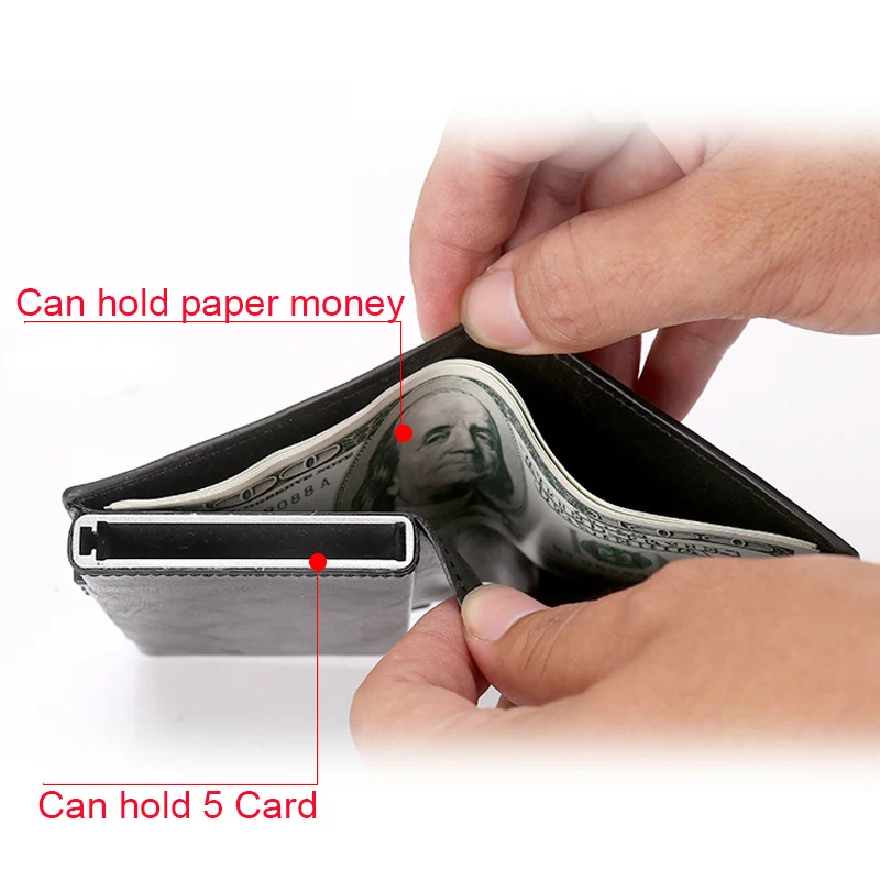 Customizable Slim Leather & Metal Pop-Up Wallet