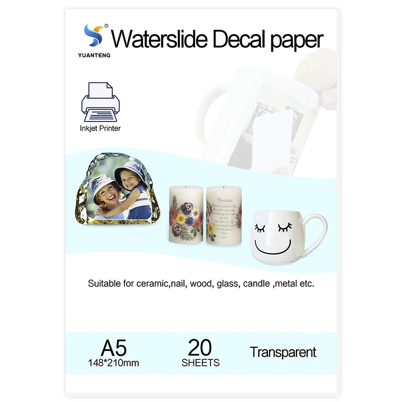 A5 Size Inkjet Water Slide Decal Paper Transparent Color Art Printing Papel Transfer Waterslide 20 sheets/bag |