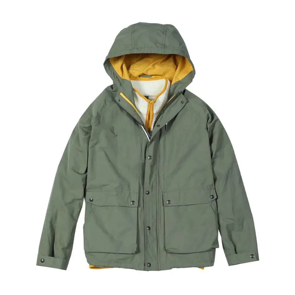 SIMWOOD осень зима флисовый внутренний жилет съемные пальто мужские модные теплые длинные куртки с капюшоном размера плюс верхняя одежда 980606 - Цвет: army green