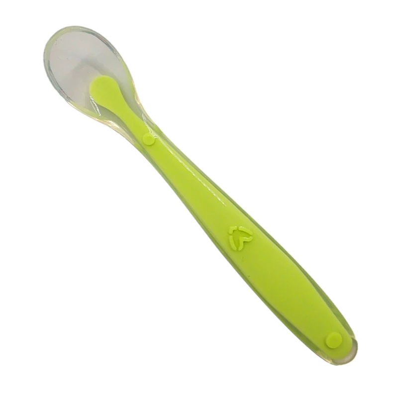 2 шт. тарелка+ ложка для кормления ребенка силиконовая столовая антиосенняя миска мультяшный медведь столовая посуда для малышей набор для детей детская посуда - Цвет: Spoon Green