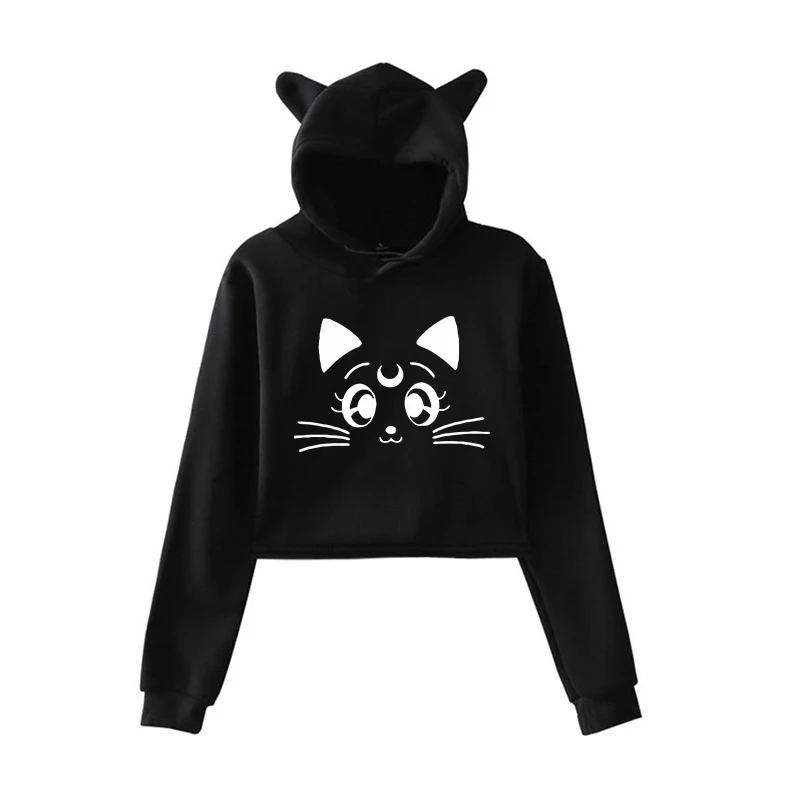 Kawaii Hoodie 4 Новые толстовки Сейлор Мун Толстовка с принтом Одежда для женщин светящийся пуловер женские кошачьи ушки свитшоты Kleding Vrouwen Harajuku топы - Цвет: Kawaii Hoodie 4