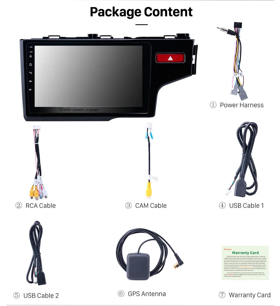 Flash Deal Seicane 10.1" Android 8.1/9.0 HD 1024*600 Radio Bluetooth GPS Navi Car Stereo Unit Player for 2014 2015 HONDA JAZZ/FIT (RHD) 14