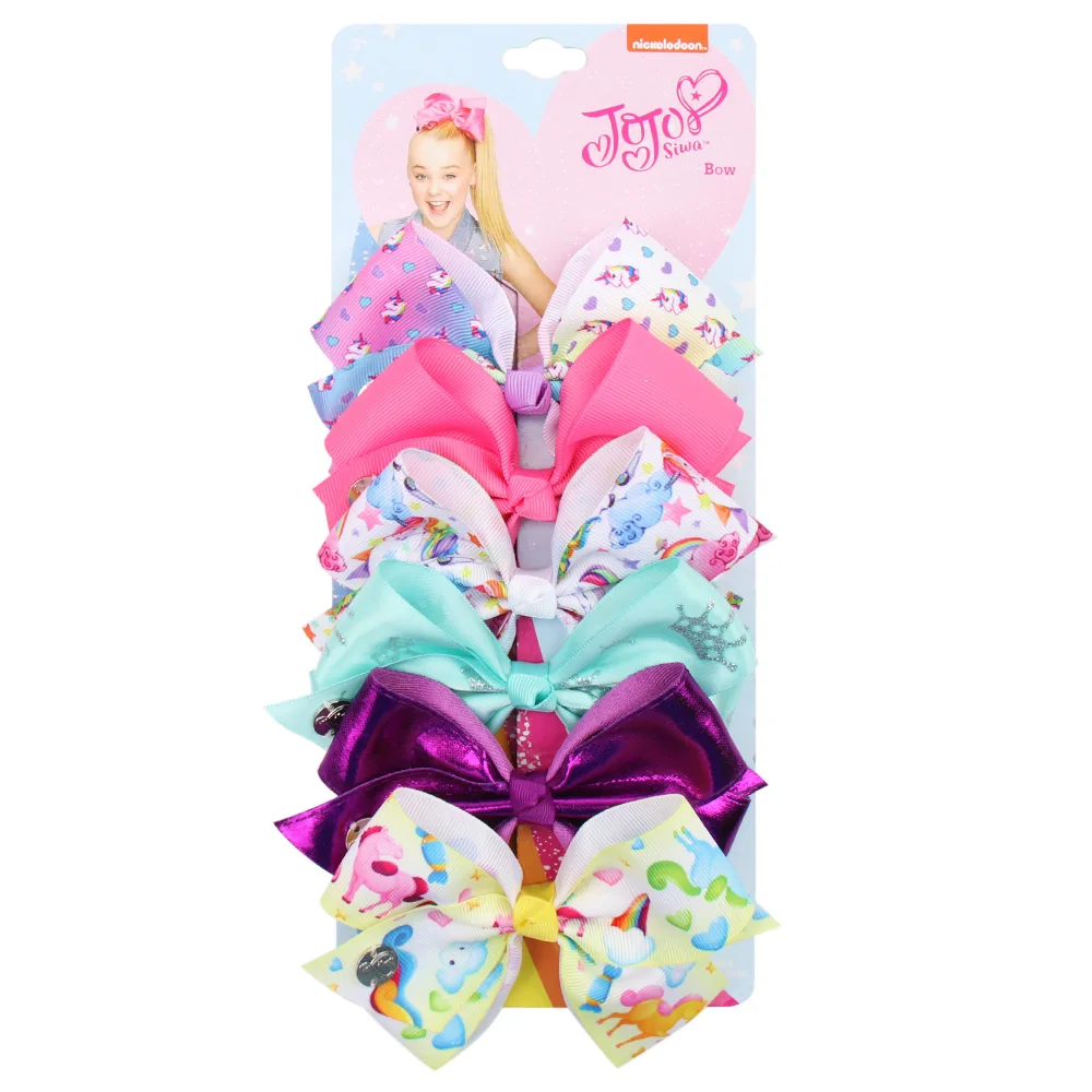 15 6 шт./партия Jojo Siwa JOJO банты с радужным принтом бант из ленты для девочек ручная работа Изысканная заколка для волос Детские аксессуары для волос - Цвет: 15