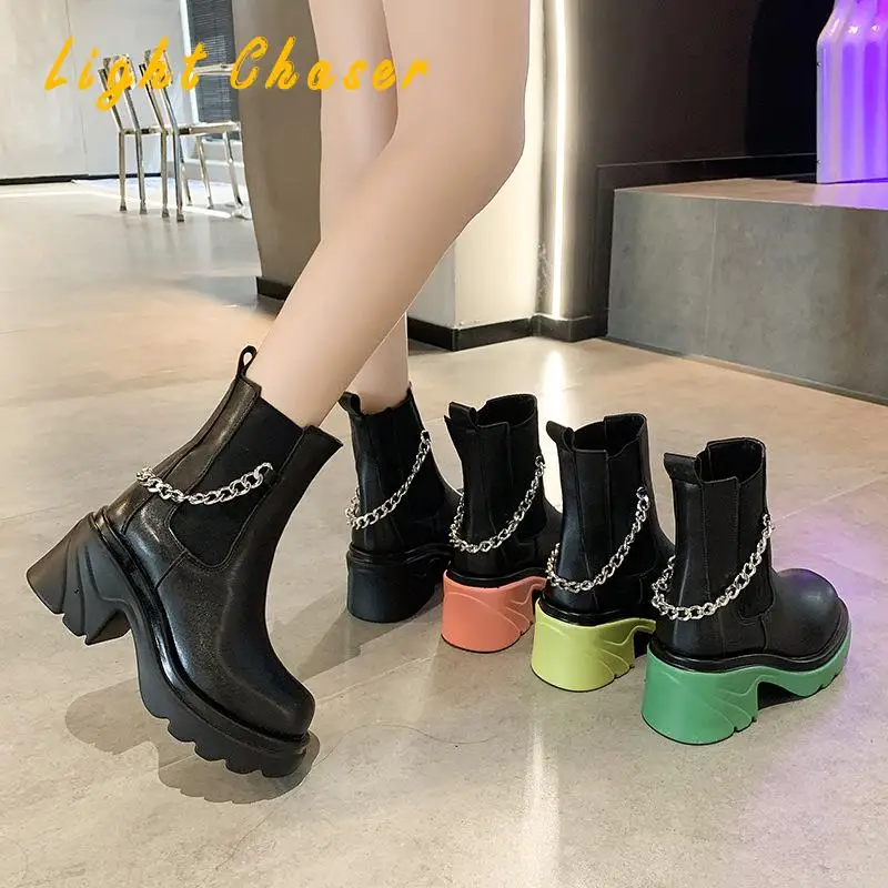 

Женские сапоги на ногу, теплые сапоги на толстой подошве, с круглым носком