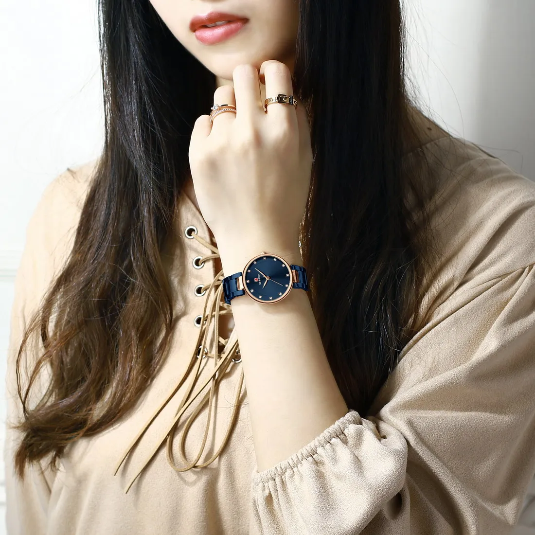 Watches Women Top Brand Luxury Quartz Watch Woman Fashion Relojes Mujer Blue Stainless Steel Ladies Quartz Wrist Watches