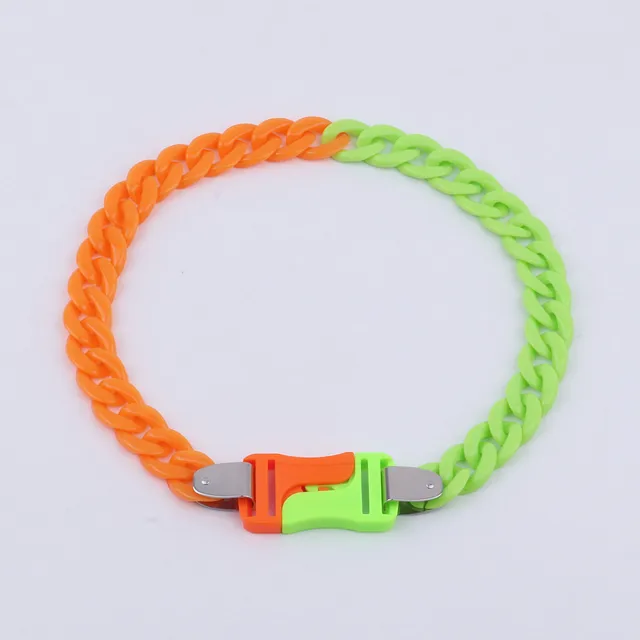 FishSheep Rock Punk Acrylic Chain Buckle Pendant Necklace For Men Women Statement Choker Collar Necklaces New Fashion Jewelry Silver Plated