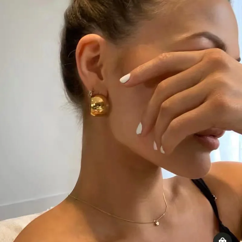 Brass With 18k Gold Circle Statement  Earrings Women Jewelry Party Boho T Show Gown Runway  Party Rare Korean Japan Trendy INS
