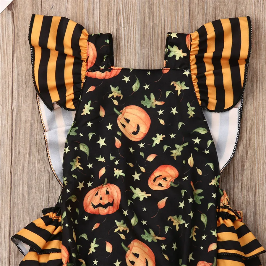 Baby sleeveless pumpkin clothes newborn infant baby clothes girl Halloween rumpkin romper bodysuit clothes outfits 40A1 (6)