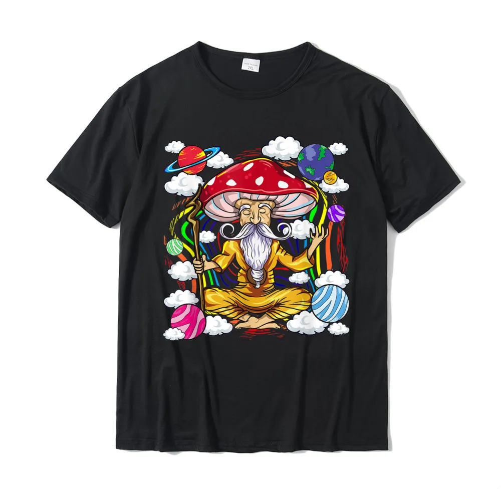 Customized Short Sleeve Tees Mother Day O Neck Pure Cotton Man T-shirts Slim Fit Customized T Shirt Funny Wholesale Funny Magic Mushroom Shroom Wizard Trippy LSD Acid Trip T-Shirt__20055 black