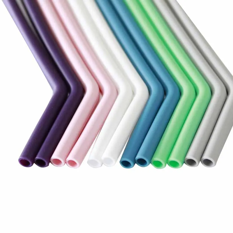 12Pcs Reusable Silicone Drinking Straws Flexible Curved Straw with 3Pcs Cleaning Brushes Hogard