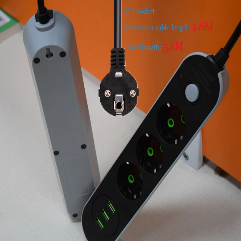 

5M Extension cord socket For EU Power Strip Smart plug Home Electronics Charging Socket with USB Universal Socket Plug