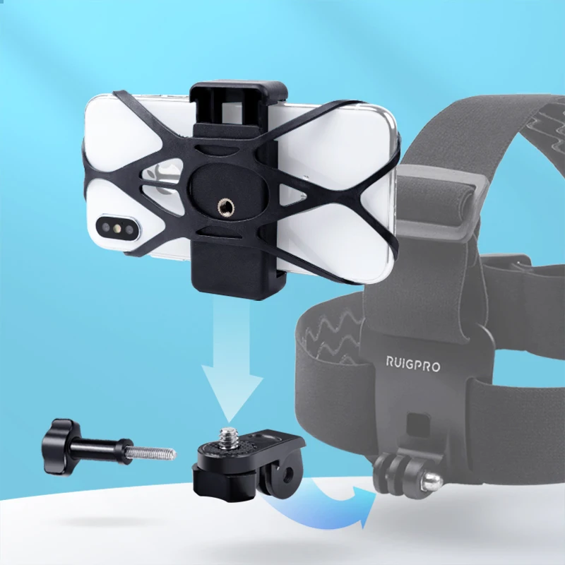 Phone Head Mount GoPro Strap for iPhone, Samsung Galaxy, & Note All Smartphones universal adapter connect the clip chest strap