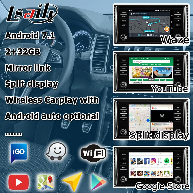 Lsailt/carplay интерфейсная коробка для Skoda Kodiaq MQB MIB MIB2 Откройте для себя pro 6,5 8 9," gps навигация видео интерфейс коробка lsailt