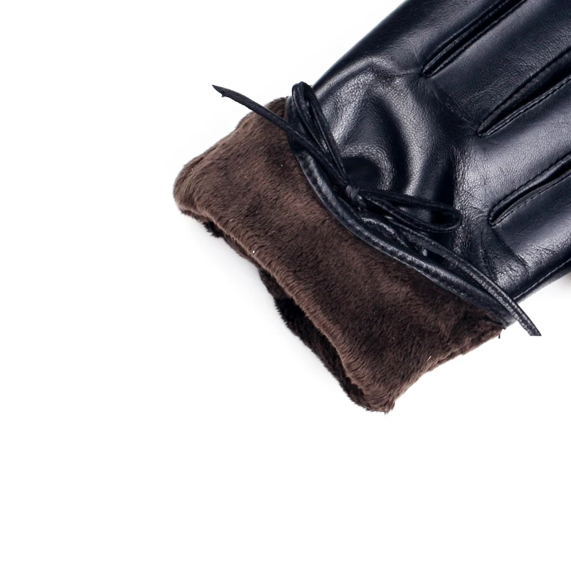 warm lining Женские Модные женские теплые перчатки из натуральной козьей кожи в леопардовом стиле - Цвет: warm lining