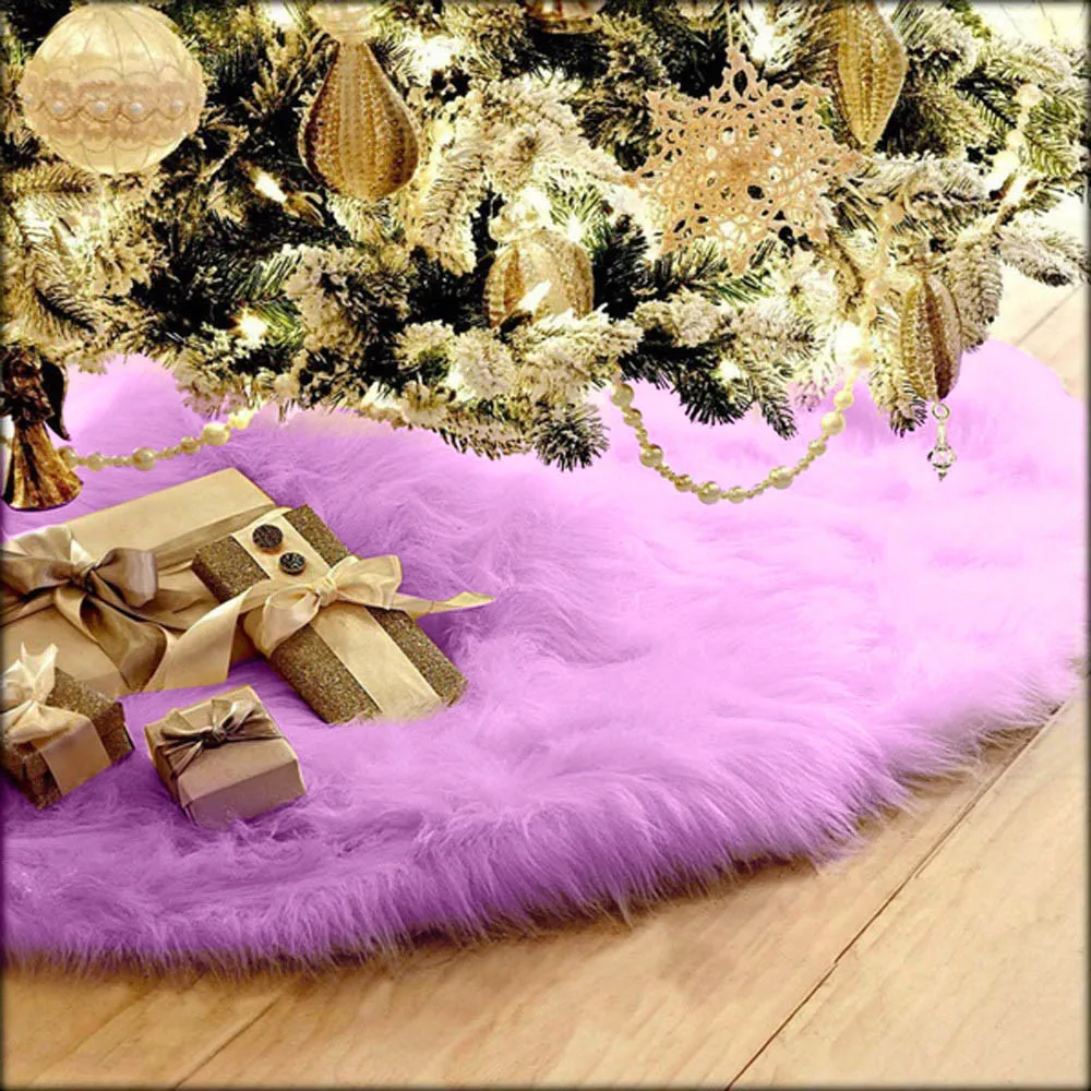 75cm Plush Christmas Tree Skirt Long Haired Christmas Tree Carpet Christmas Decorations for Home New Year Xmas Decor navidad