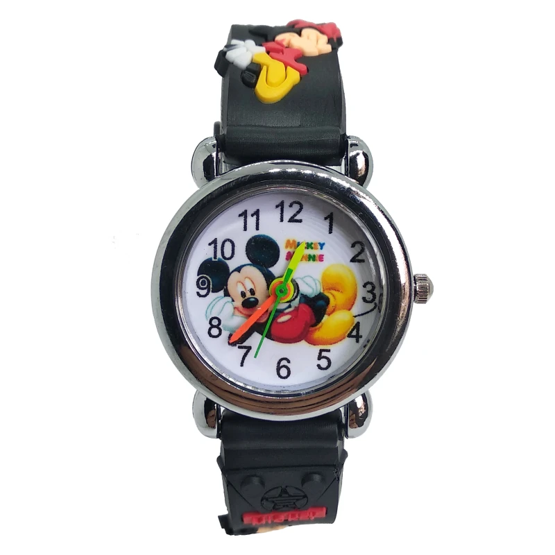 Новые модные крутые часы Mickey, детские Студенческие часы для мальчиков и девочек, повседневные кварцевые наручные часы с мышкой, Relojes Montres kol saati - Цвет: Черный