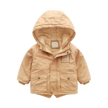 Куртка с капюшоном для маленьких девочек; детская ветровка для мальчиков; утепленная флисовая бархатная верхняя одежда; детская одежда с вышитыми буквами