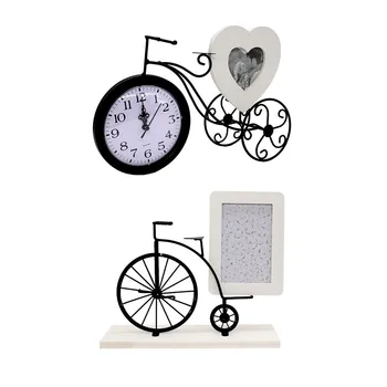 

Retro Iron Bicycle Model Photo Frame Miniature Figurines Craft Creative Home Desktop Decoration Gift for Kids Friends