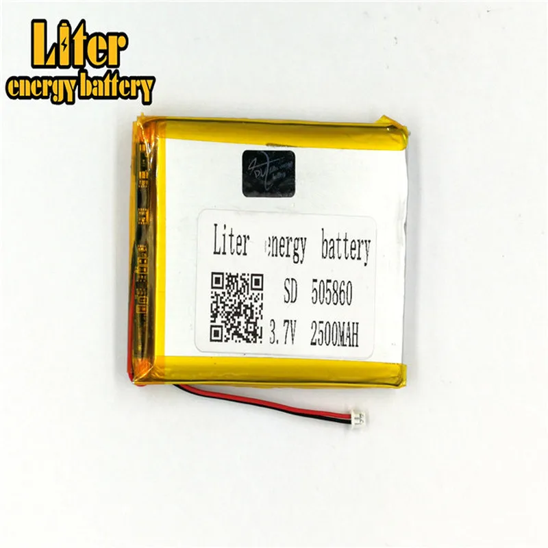 1.25MM 2pin connector 3.7 V 505860 2500mah Li-ion polymer battery MP3 MP4 MP5 small toys li po rechargeable | Электроника