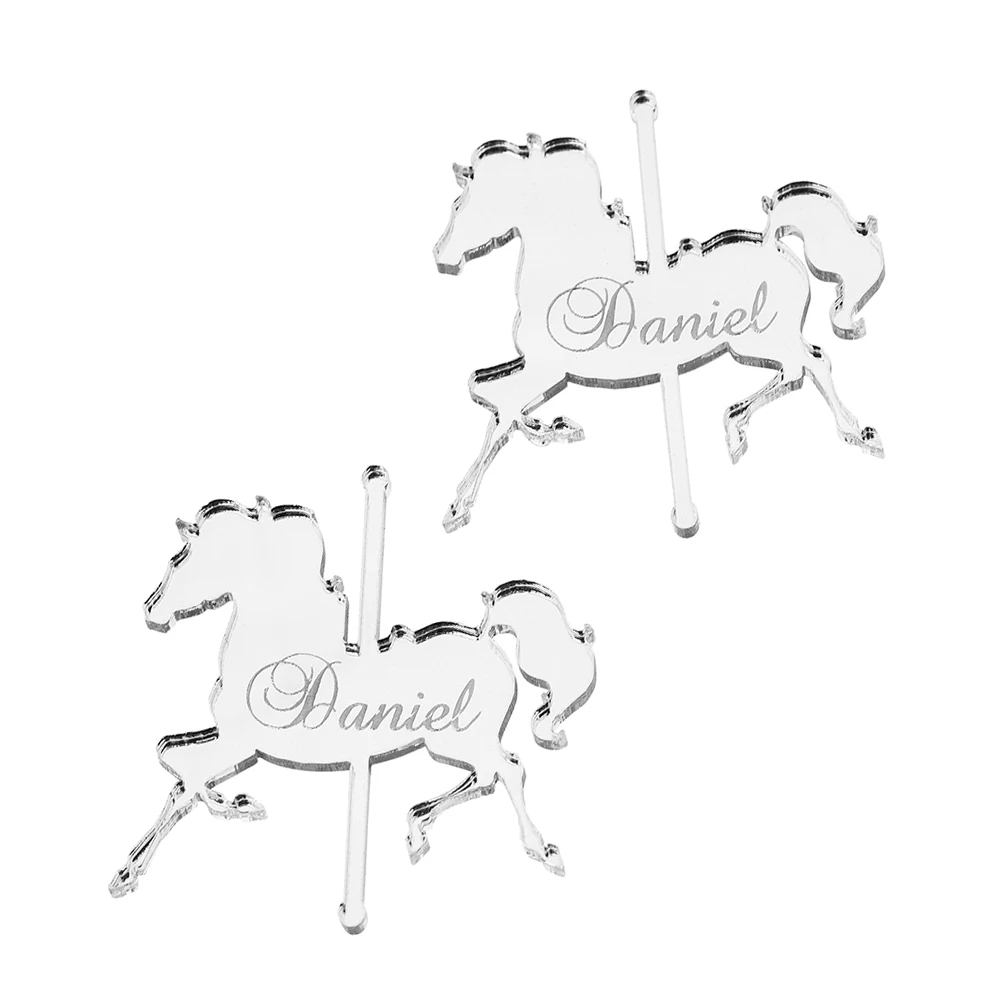  6cm Personalized Engraved Mirror Wood Baby Name Horse Invitation Card Wooden Baby Shower Chocolates - 4.00054E+12